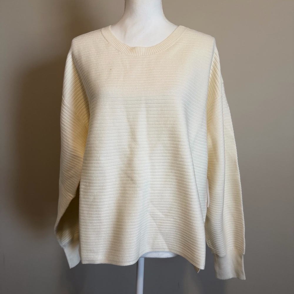 Good American classic Crewneck knit ribbed sweater oversized comfy size large